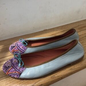 Anthropologie Meher Kakalia Blue and Purple Women's Flats with Embroidery